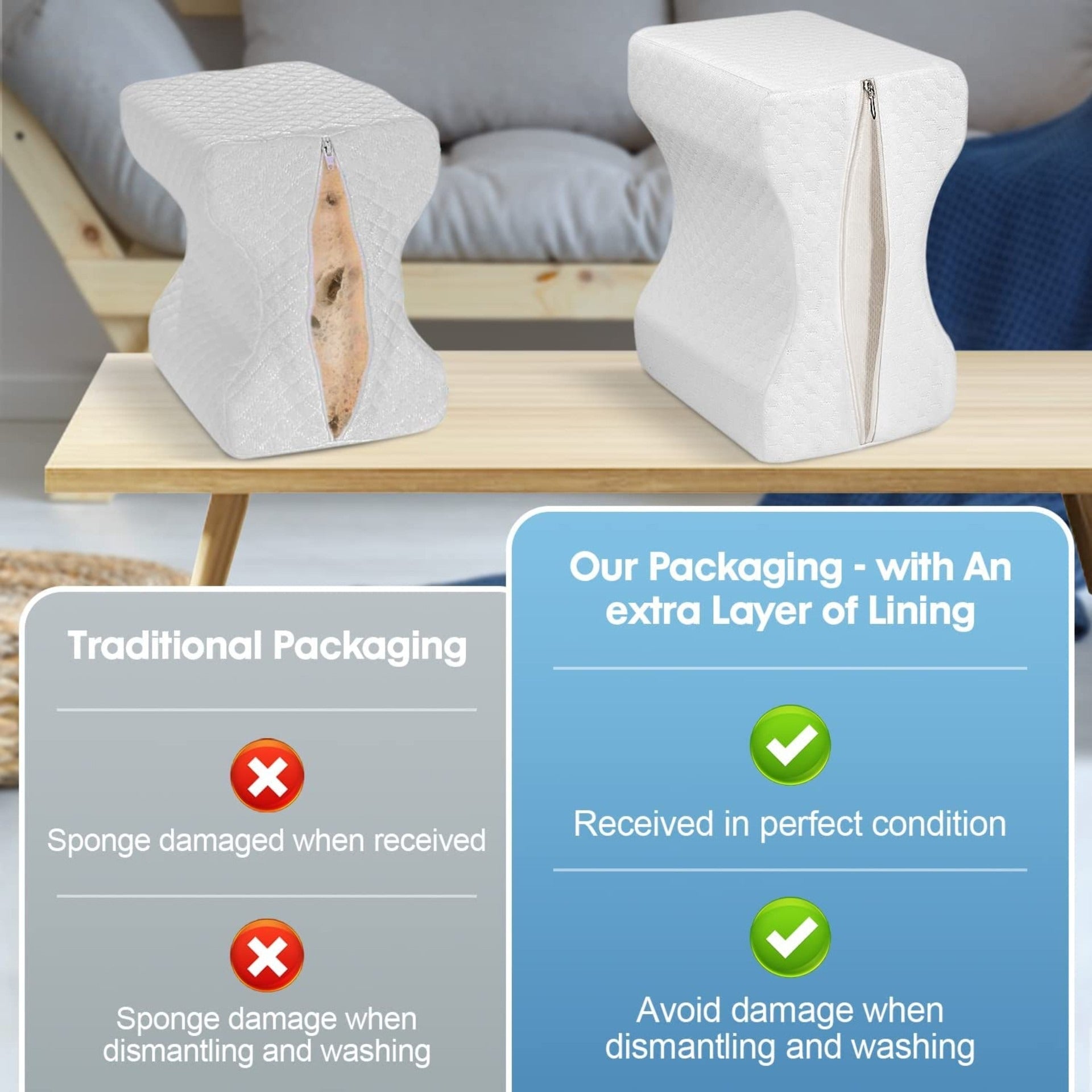Leg Lock Memory Foam Pillow for Lower Back Pain & Pregnancy