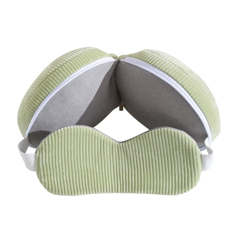 U-Shaped Travel Pillow with Blackout Sleep Mask 2-in-1